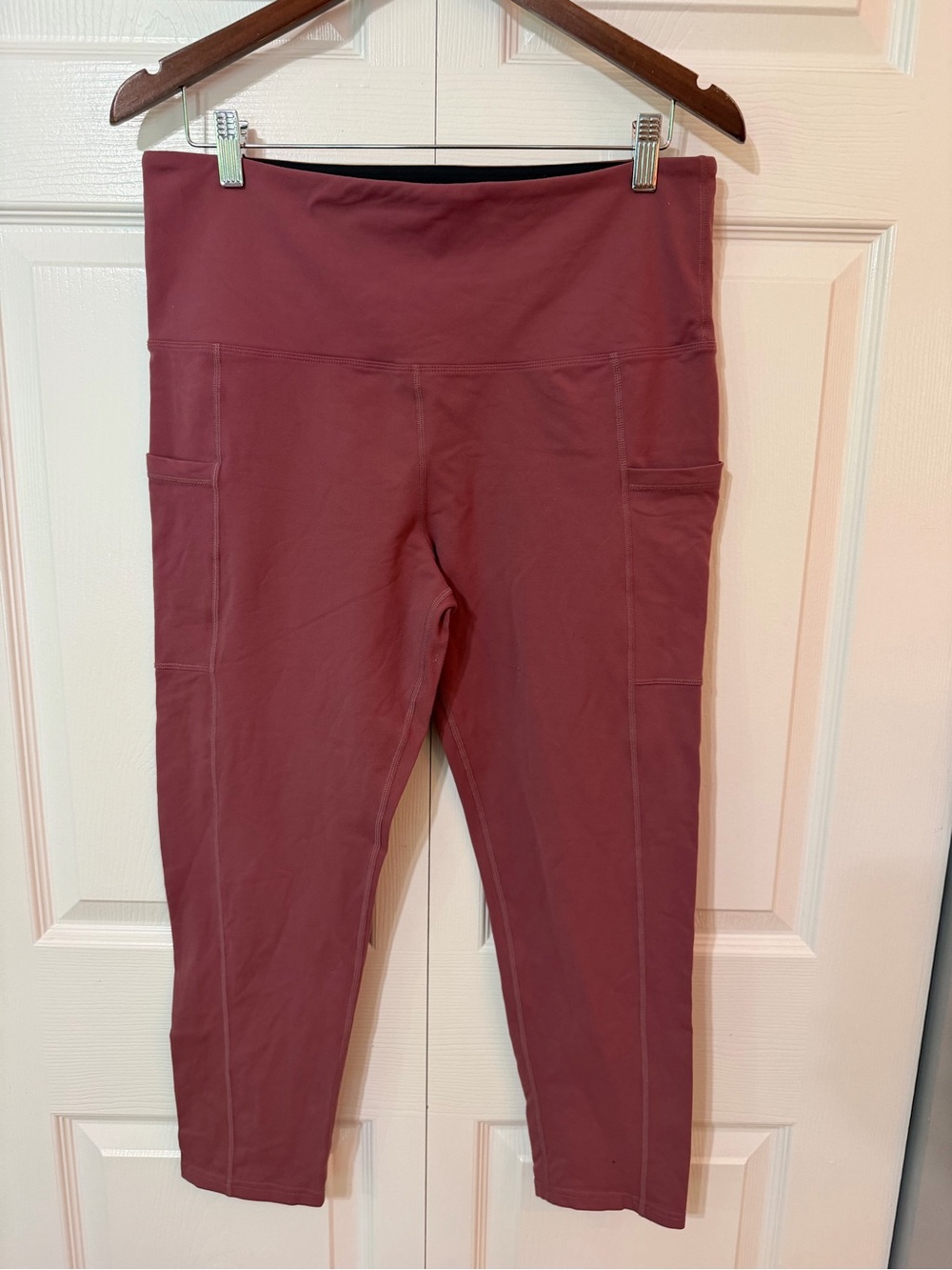 Tuff Athletics High-Waist Crop Leggings — Dusty Rose